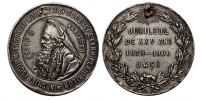 Románia II. Josif Naniescu érsek 25. jubileuma 1900 ezüst érem RR!